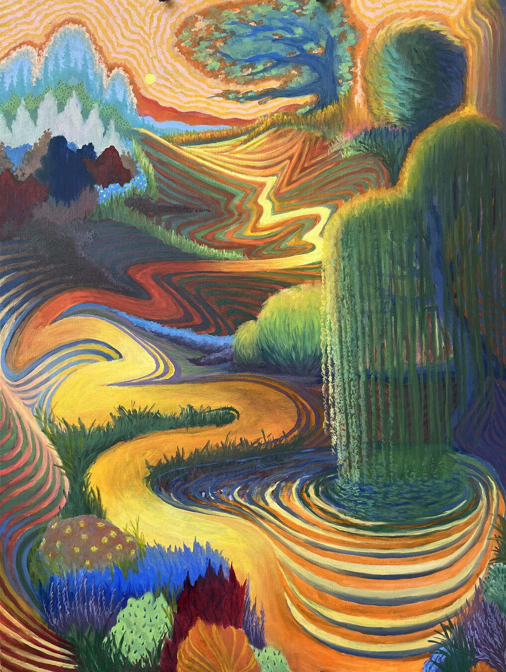 Chromatic Hillside, Oil on Canvas, 30 x 40 “, William &amp; Mary President’s Collection of Art, 2025